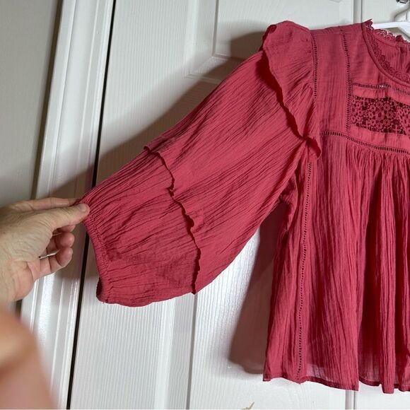 Free People dusty rose, earthy tone color short, flowy, light weight blouse S - Picture 2 of 11